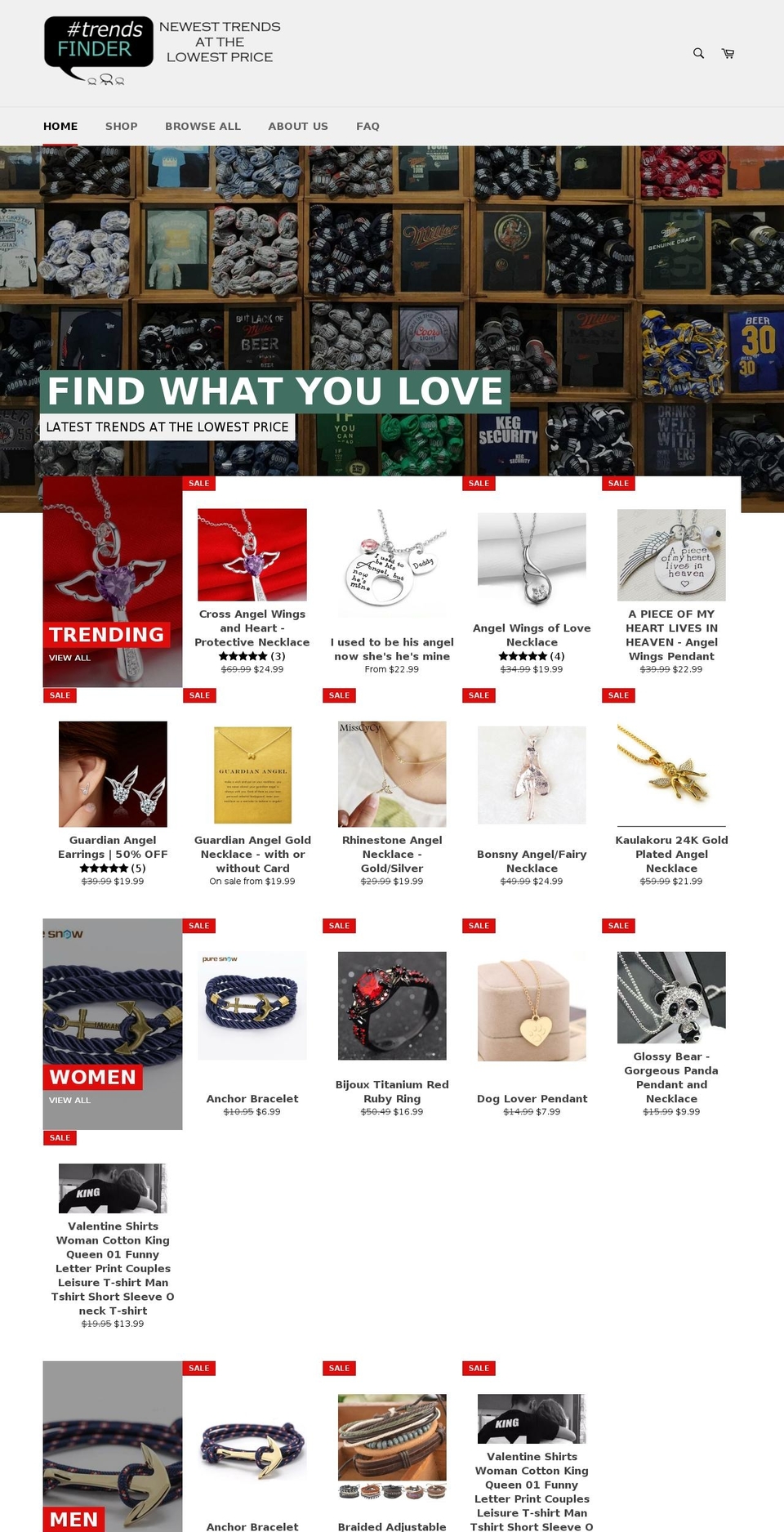 trendsfinder.com shopify website screenshot