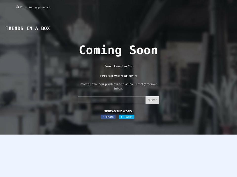 trendsinabox.com shopify website screenshot