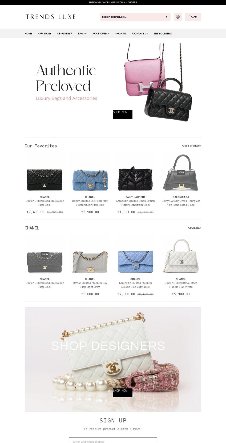 Filters Shopify theme site example trendsluxe.com