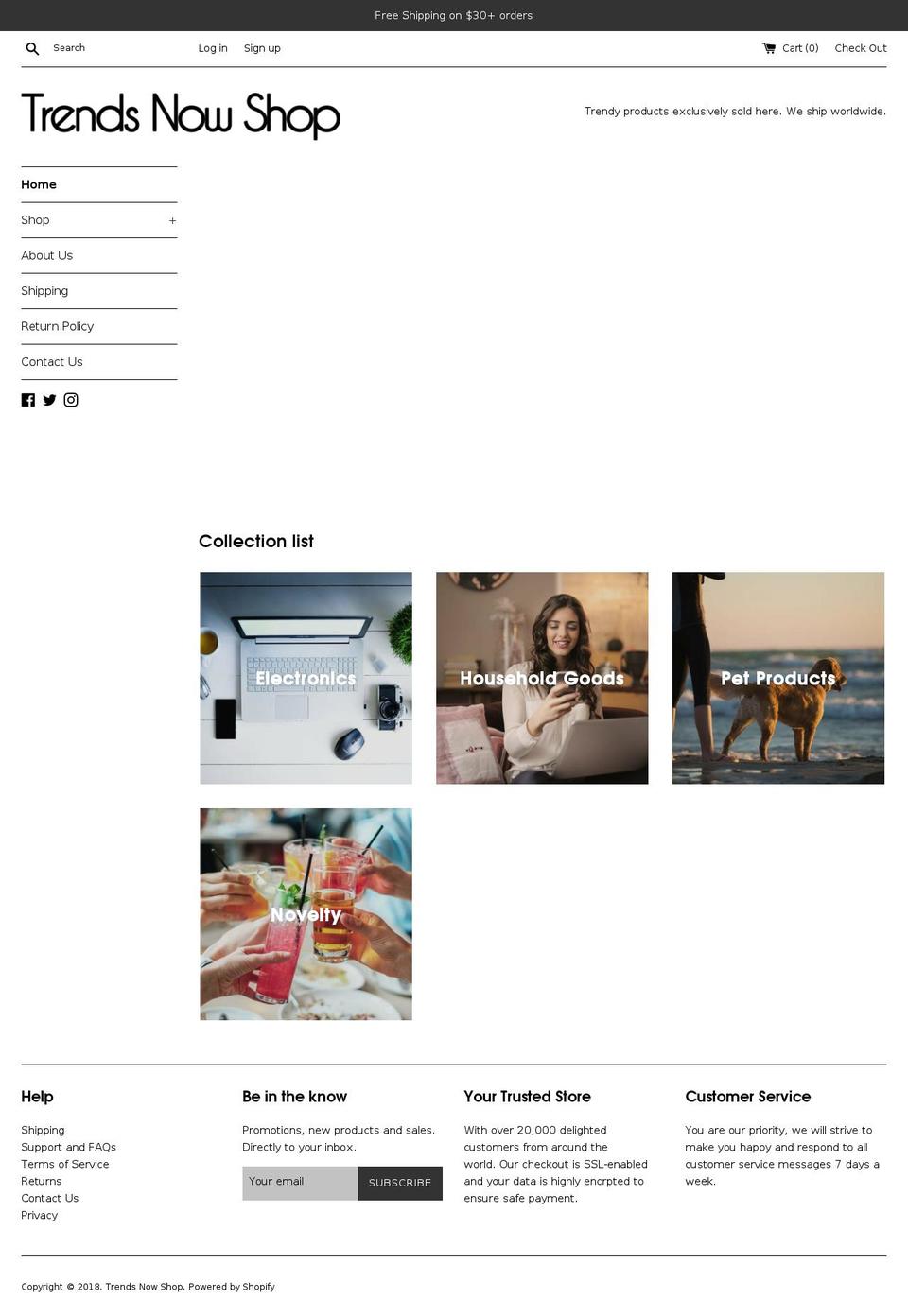 trendsnowshop.com — Shopify storefront screenshot
