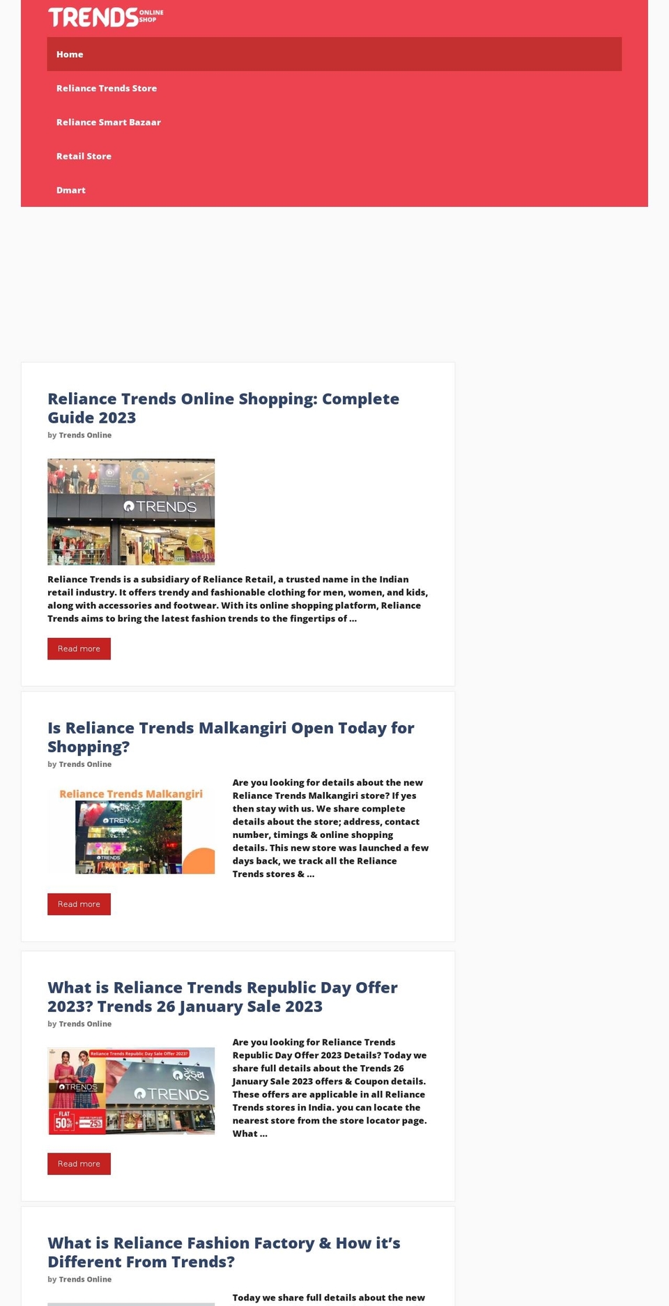 trendsonlineshop.com — Shopify storefront screenshot