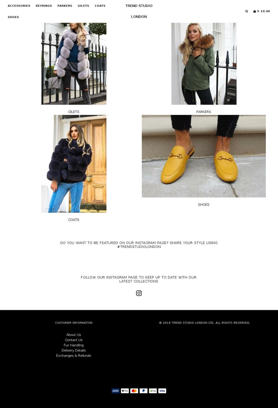 trendstudiolondon.com shopify website screenshot
