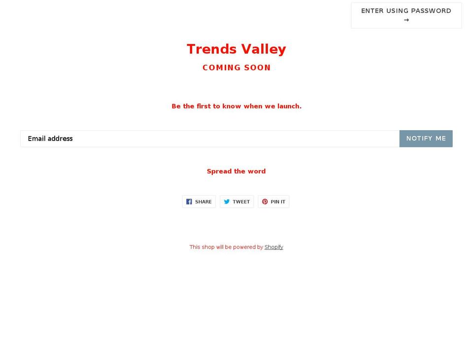 trendsvalley.com — Shopify storefront screenshot
