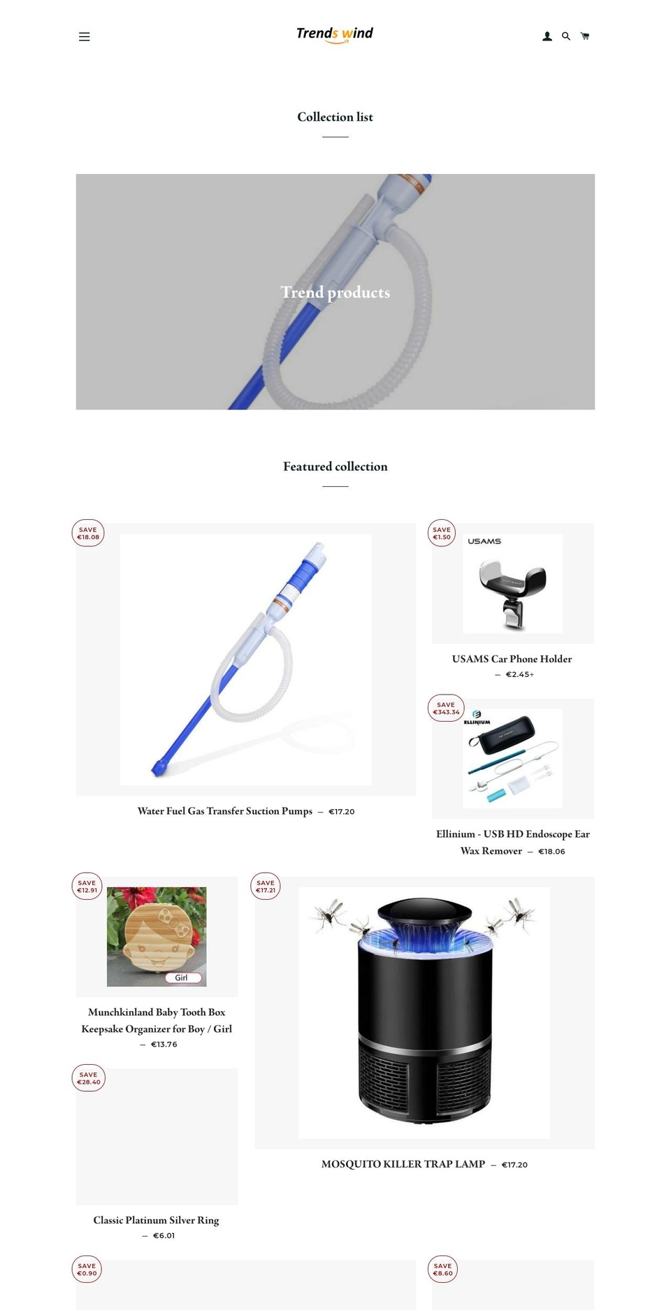 trendswind.com — Shopify storefront screenshot