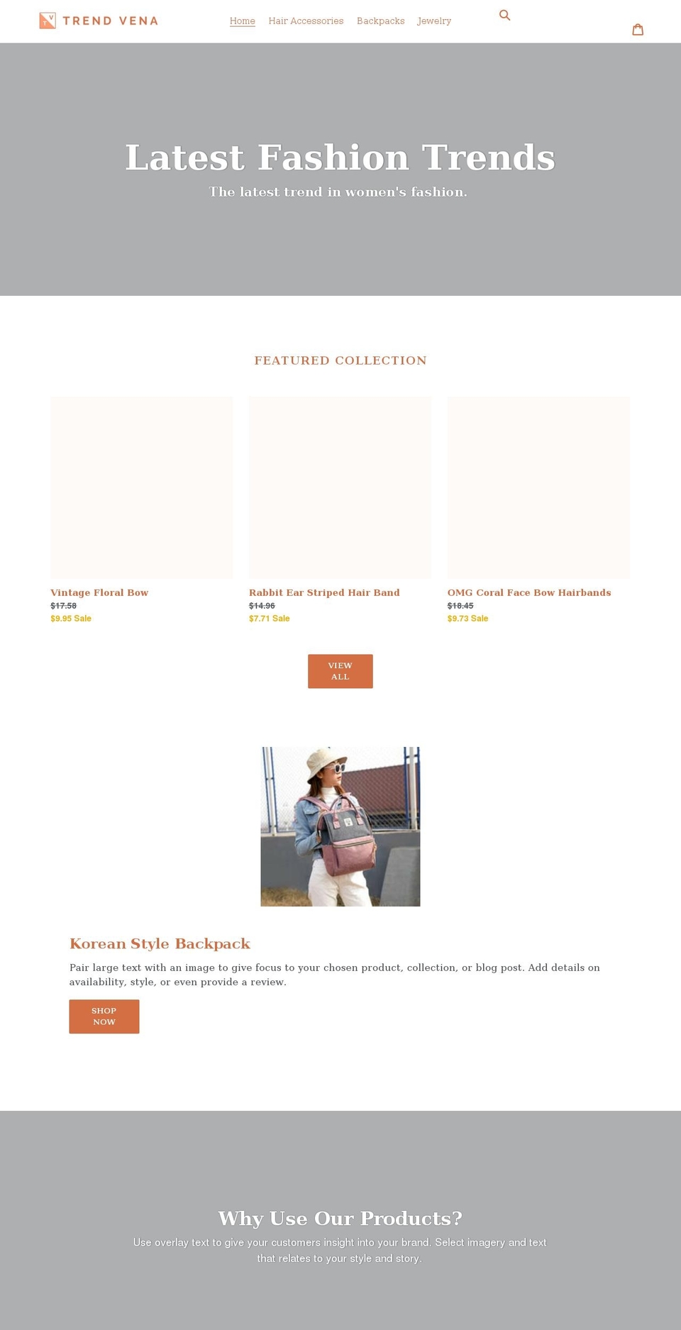 trendvena.com shopify website screenshot