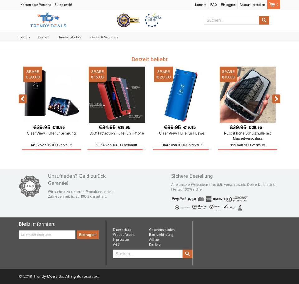 trendy-deals.de shopify website screenshot