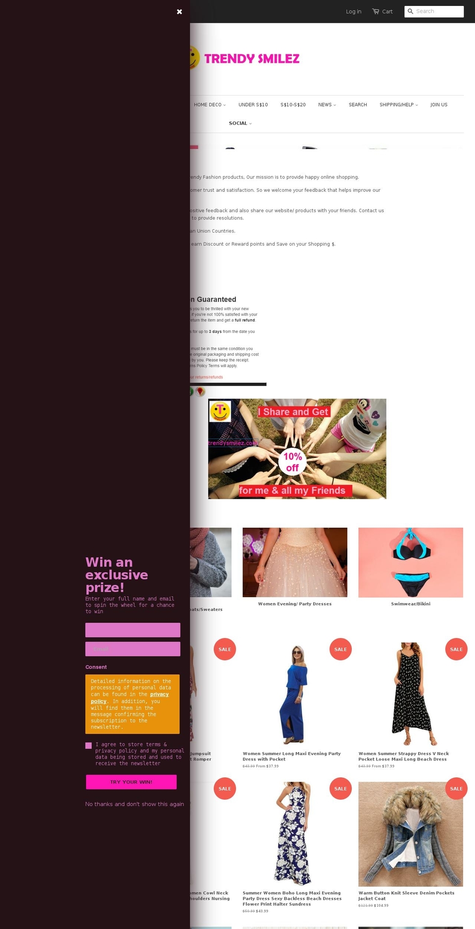 trendy-smilez.myshopify.com shopify website screenshot