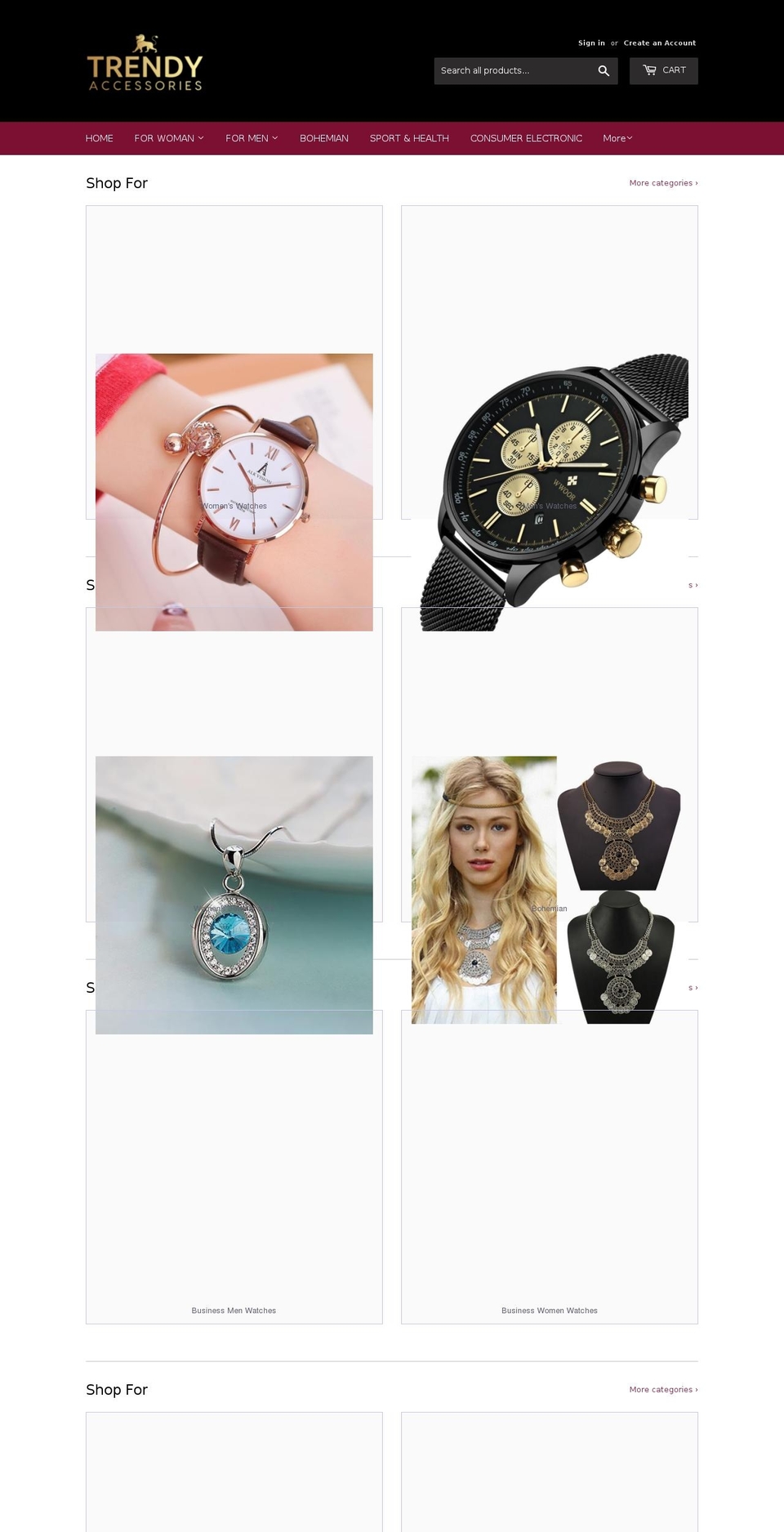 trendyaccessories.net shopify website screenshot