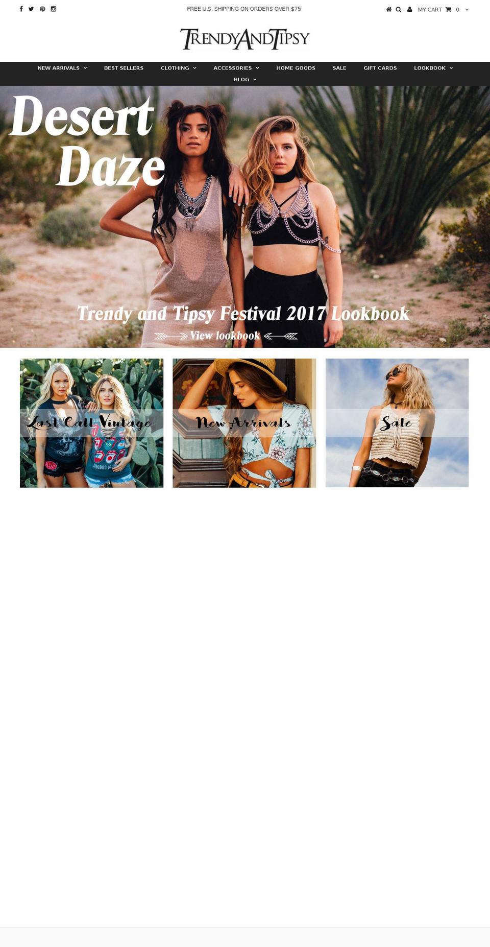 trendyandtipsy.com shopify website screenshot
