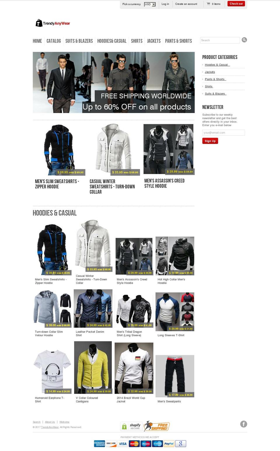 trendyanywear.com shopify website screenshot
