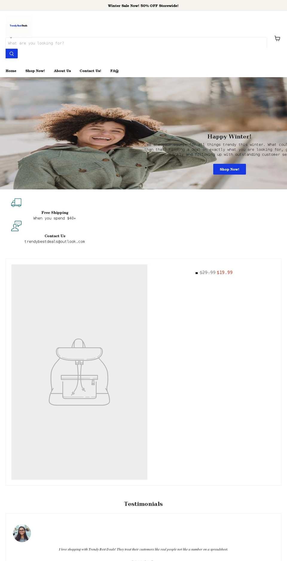 trendybestdeals.com shopify website screenshot