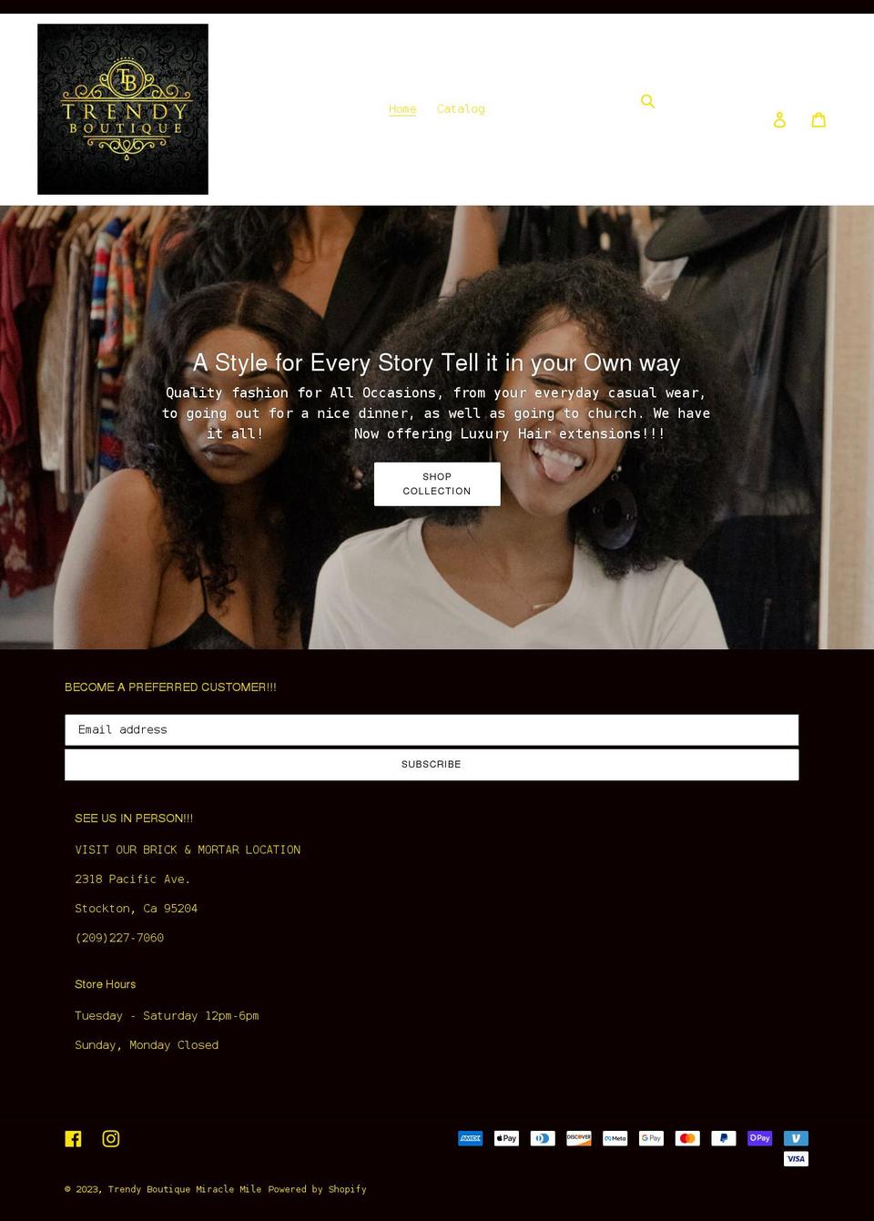trendyboutiquestockton.com shopify website screenshot