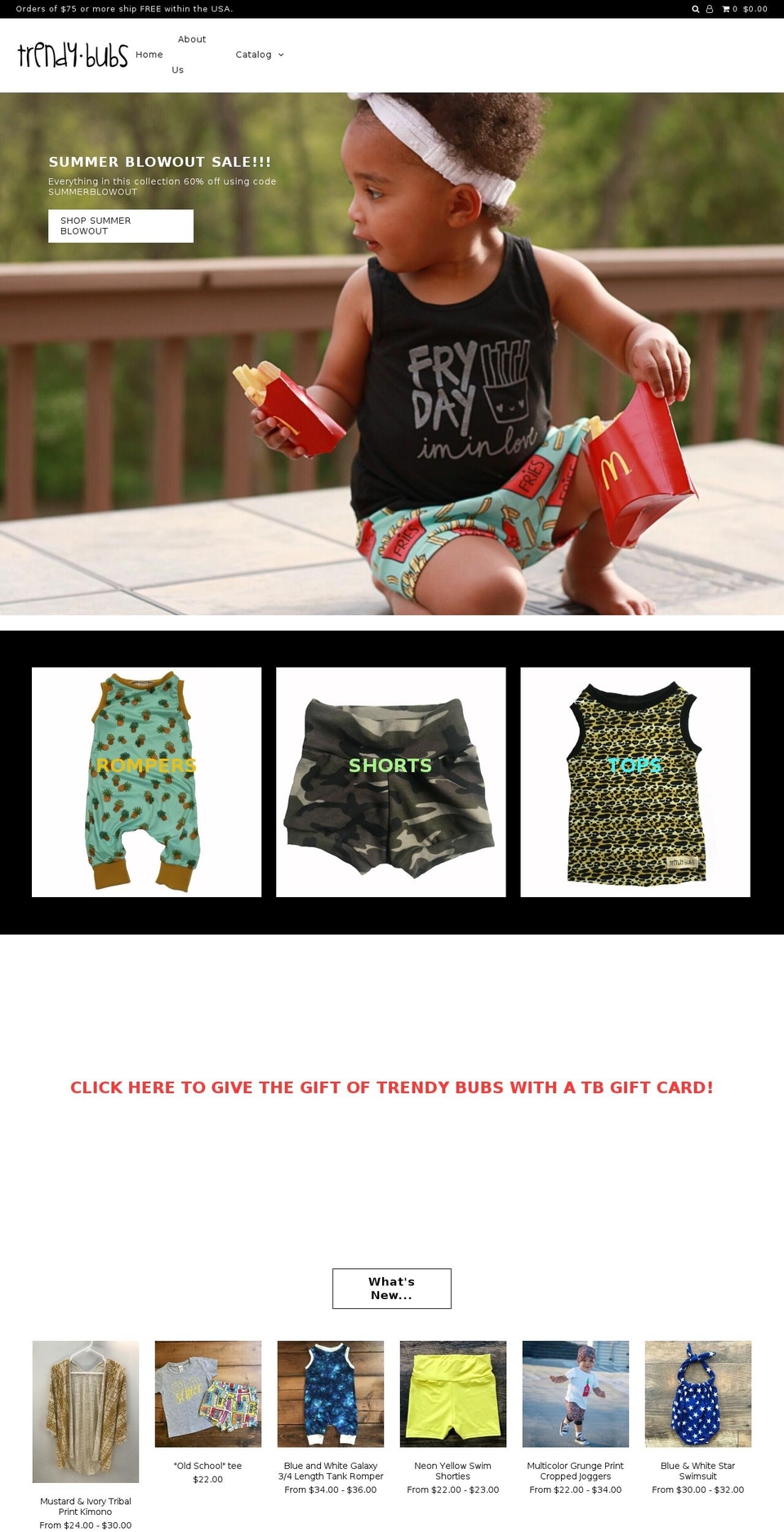 trendybubs.com — Shopify storefront screenshot