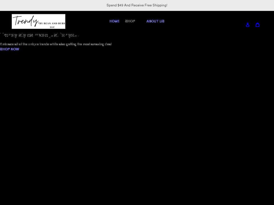 trendybybeanandbubs.com shopify website screenshot