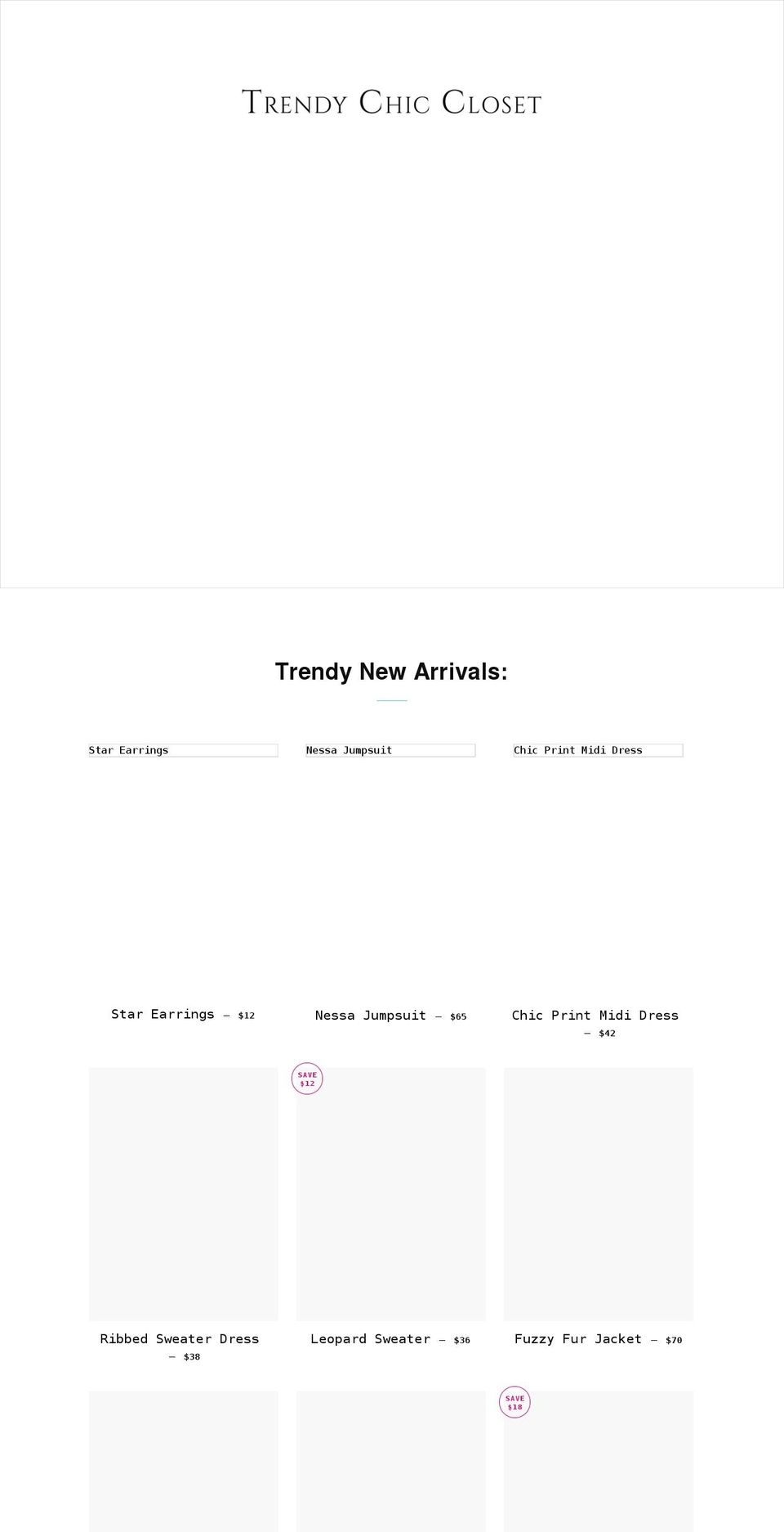 trendychiccloset.com shopify website screenshot
