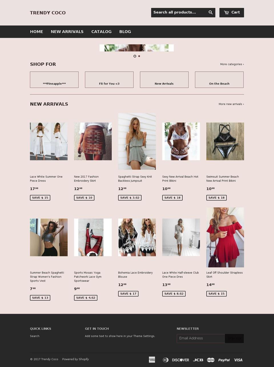 trendycoco.com shopify website screenshot