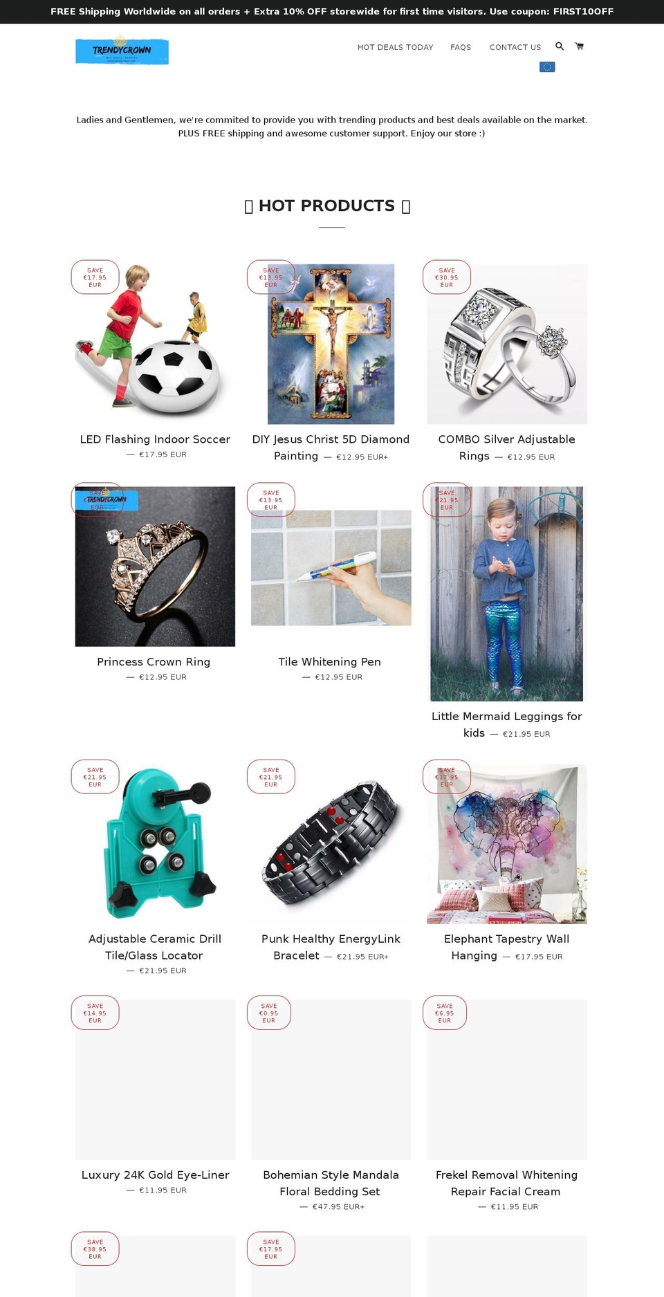 trendycrown.com — Shopify storefront screenshot