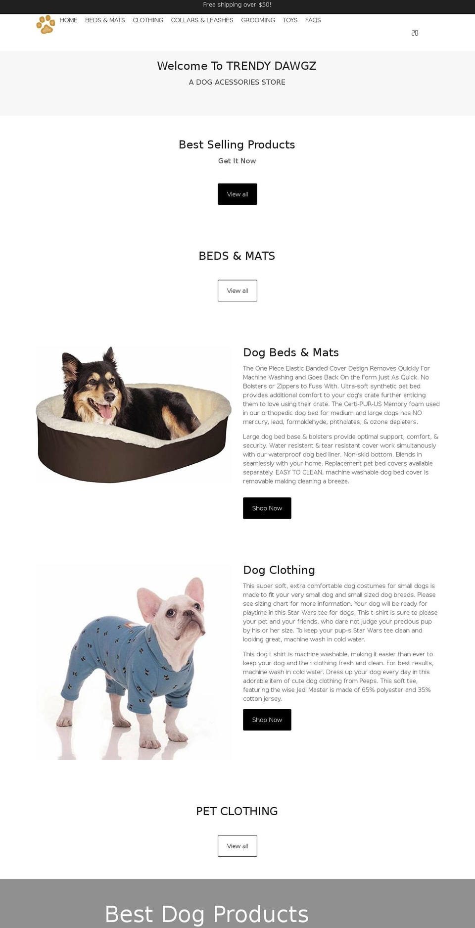 trendydawgz.com shopify website screenshot