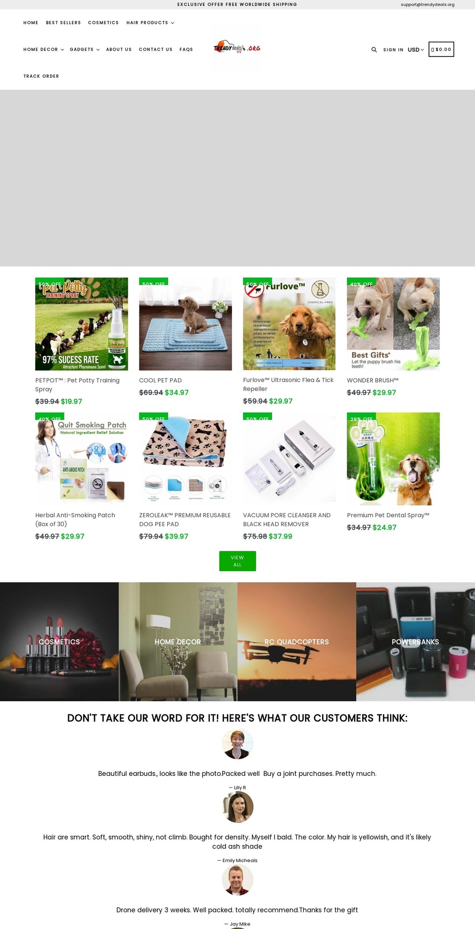 trendydeals.org shopify website screenshot