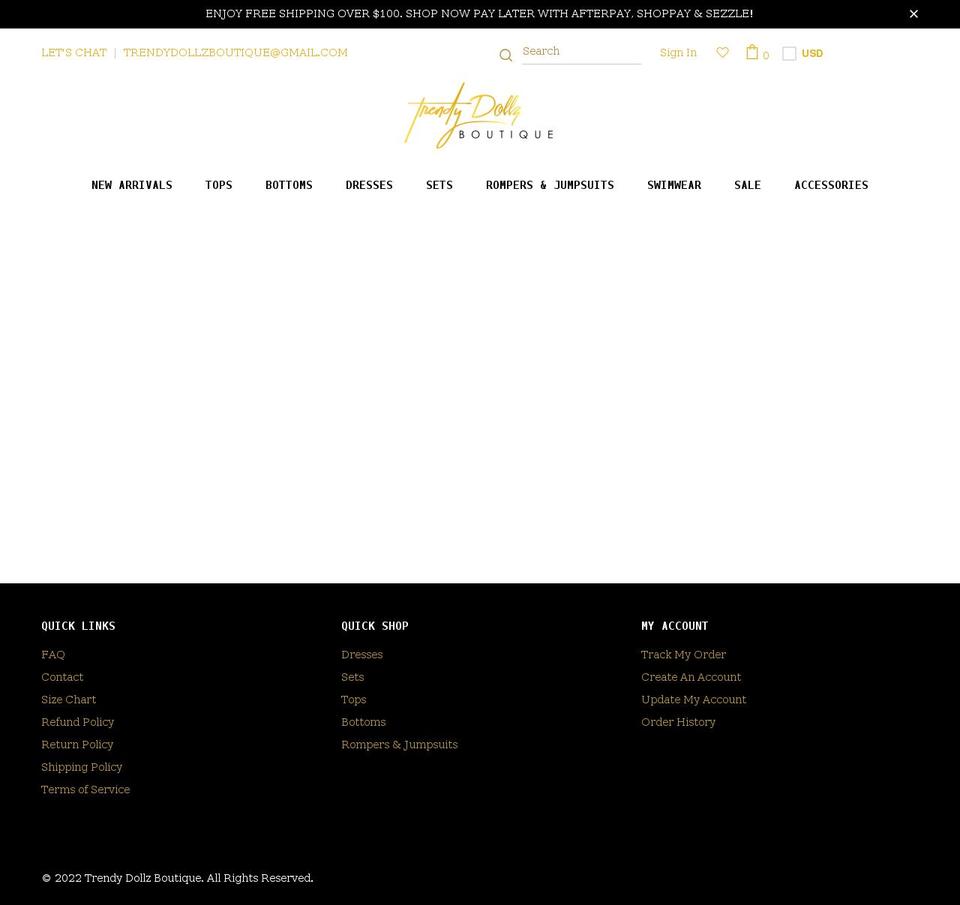 trendydollzboutique.com shopify website screenshot