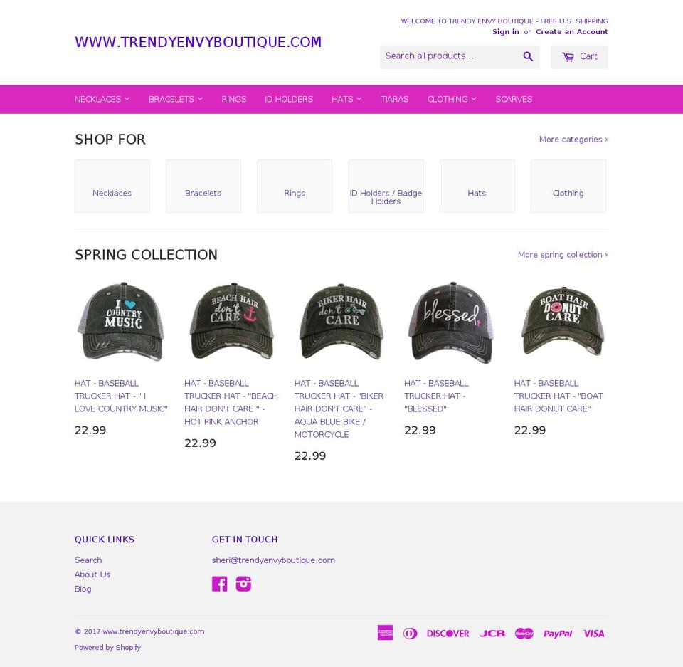 trendyenvyboutique.com shopify website screenshot