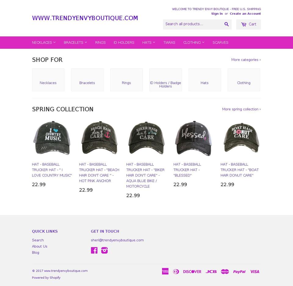 trendyenvyboutique.net shopify website screenshot