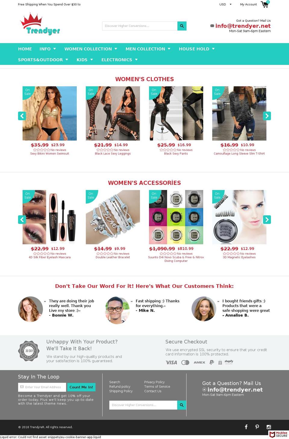 trendyer.net shopify website screenshot