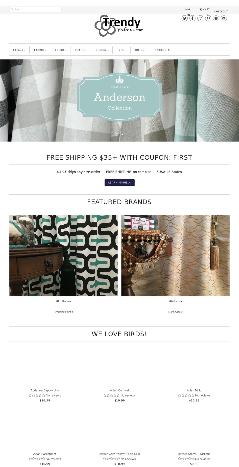 trendyfabric.net shopify website screenshot