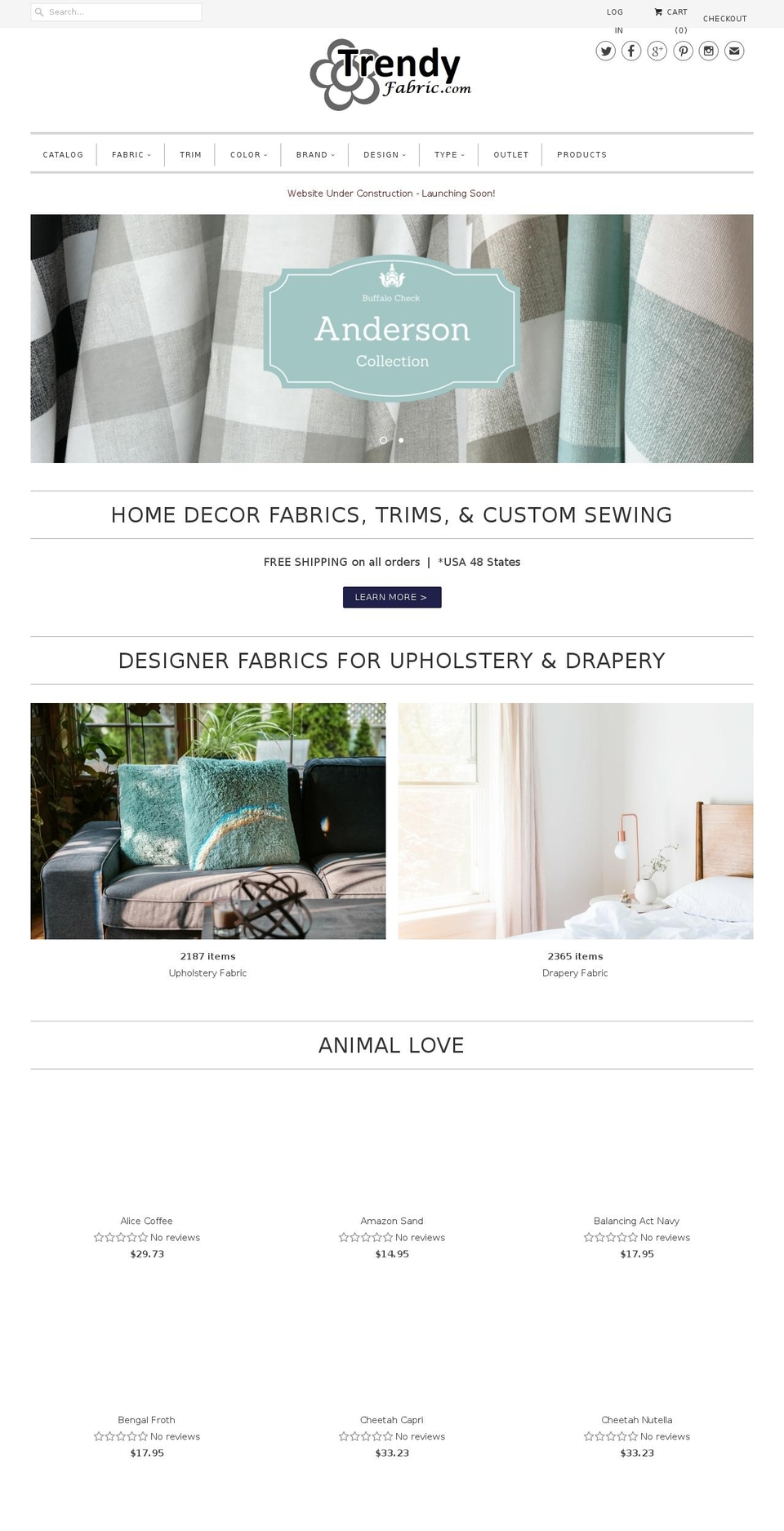 trendyfabriconline.com — Shopify storefront screenshot