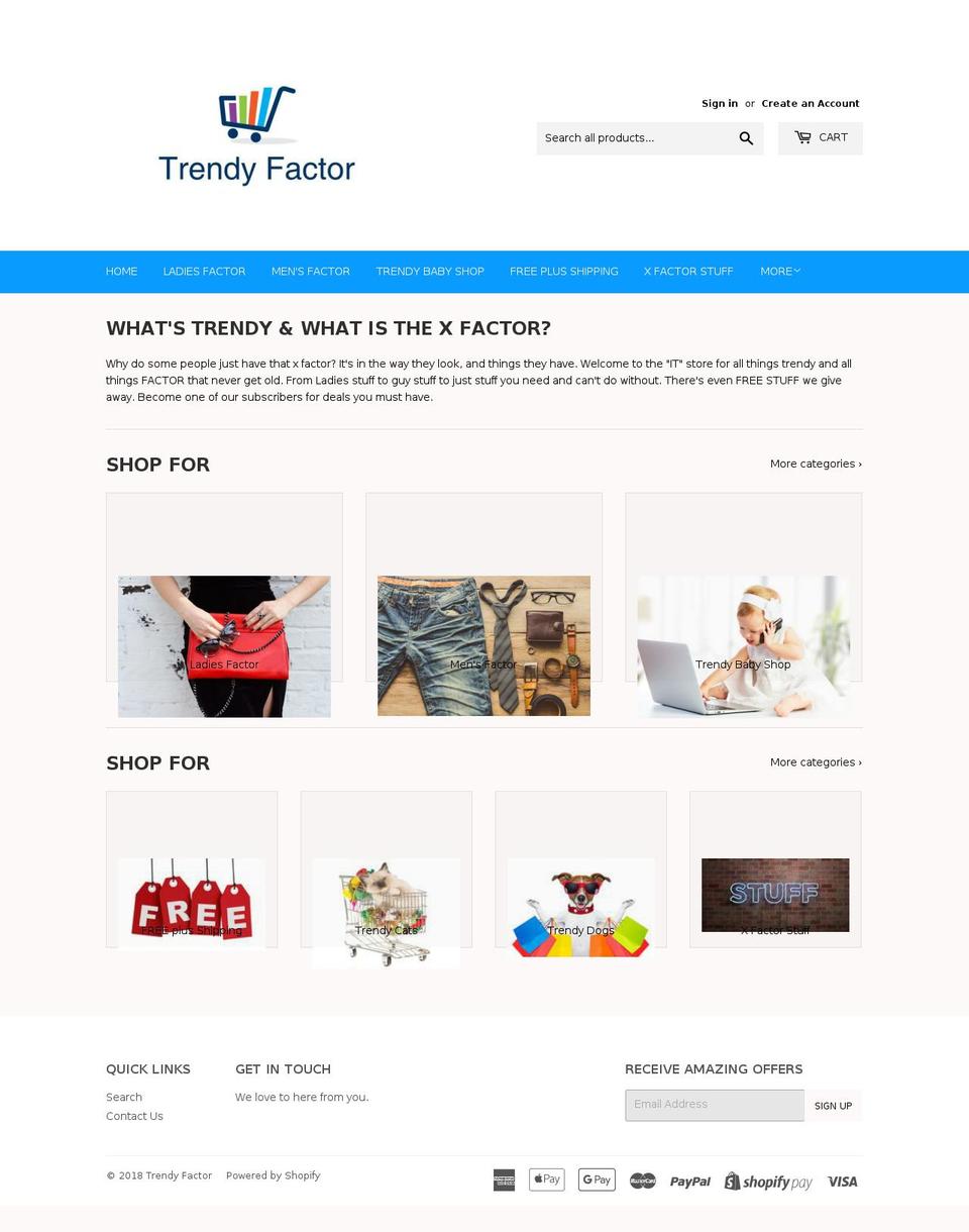 trendyfactor.com — Shopify storefront screenshot