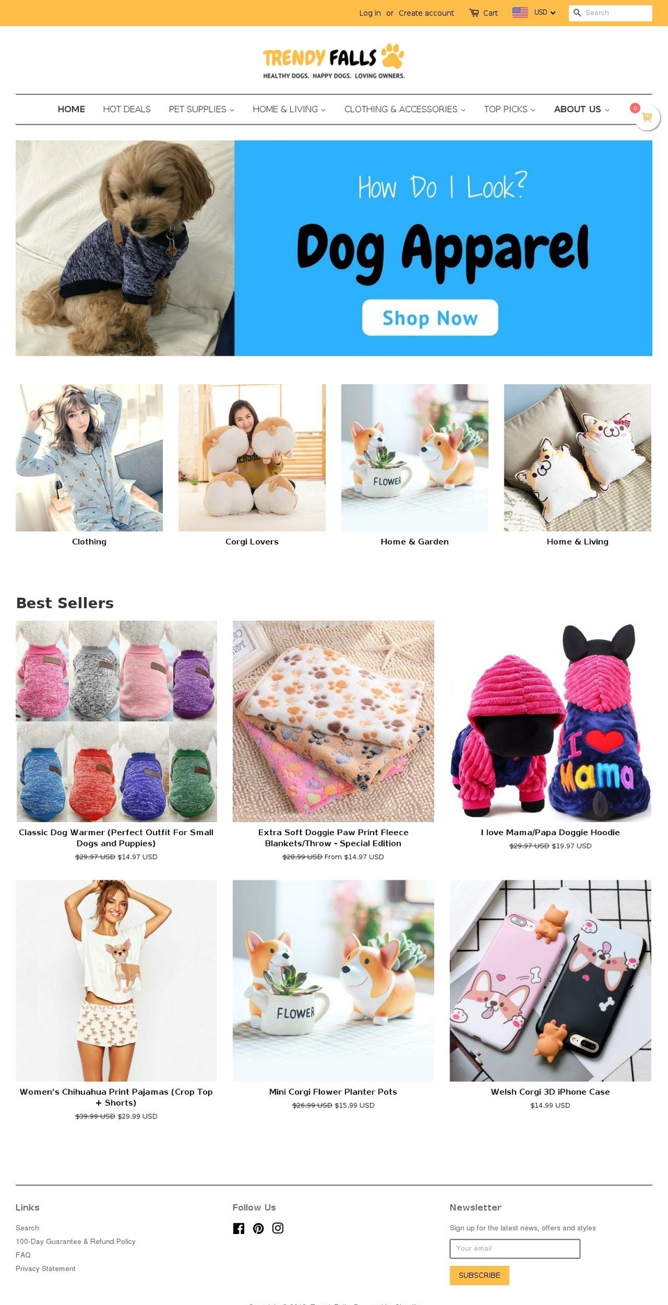 trendyfalls.com — Shopify storefront screenshot