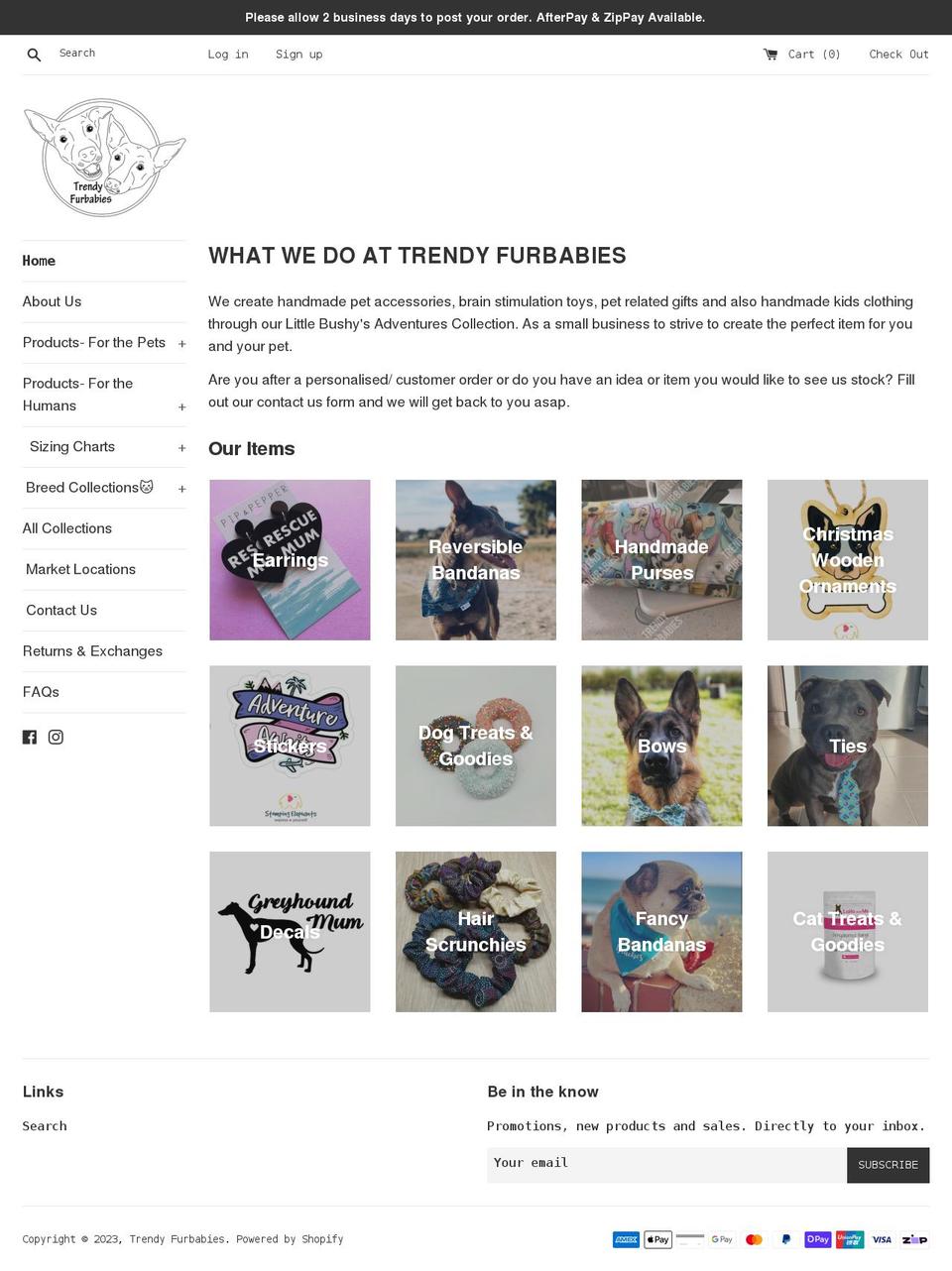 trendyfurbabies.com.au shopify website screenshot
