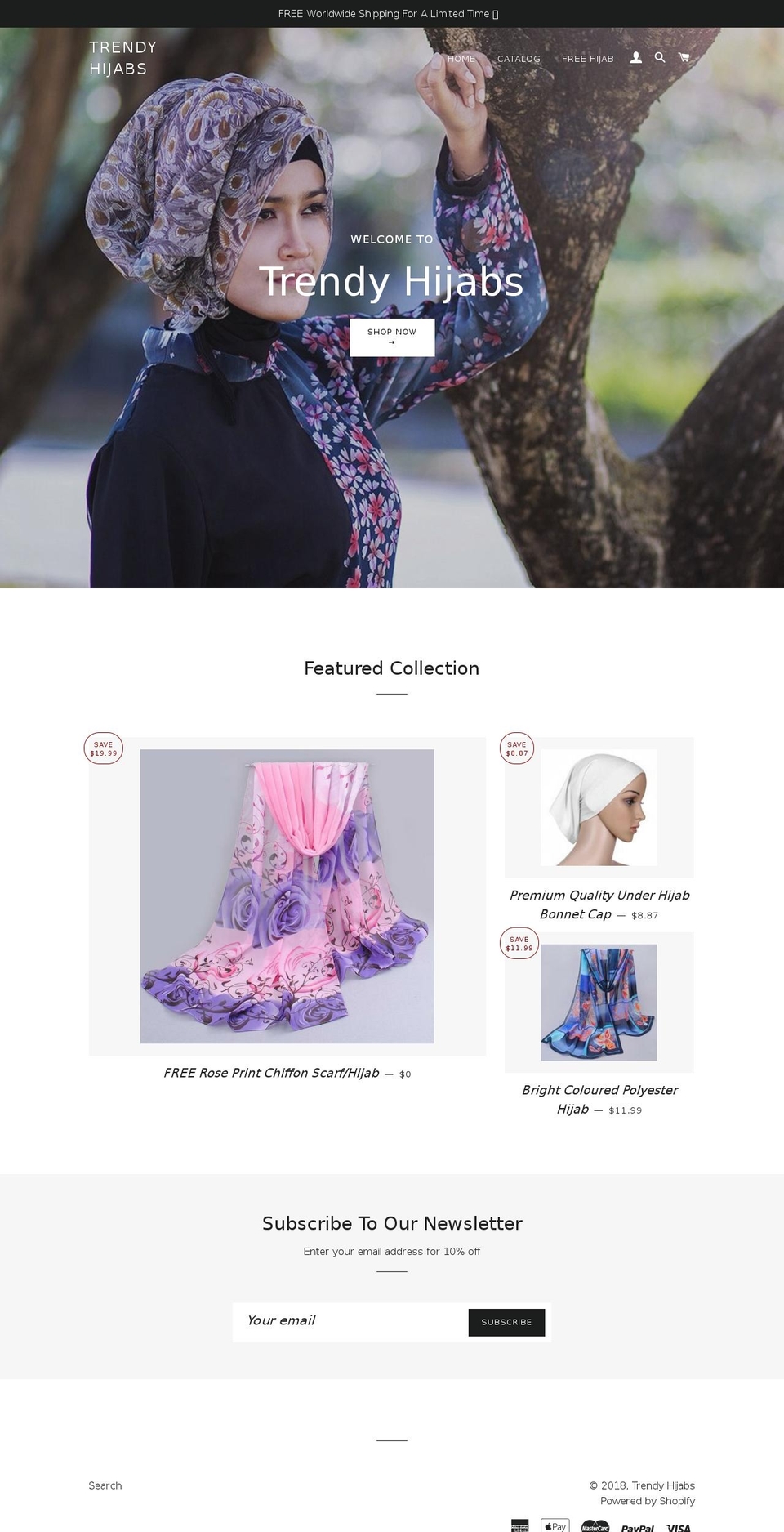 trendyhijabs.com shopify website screenshot