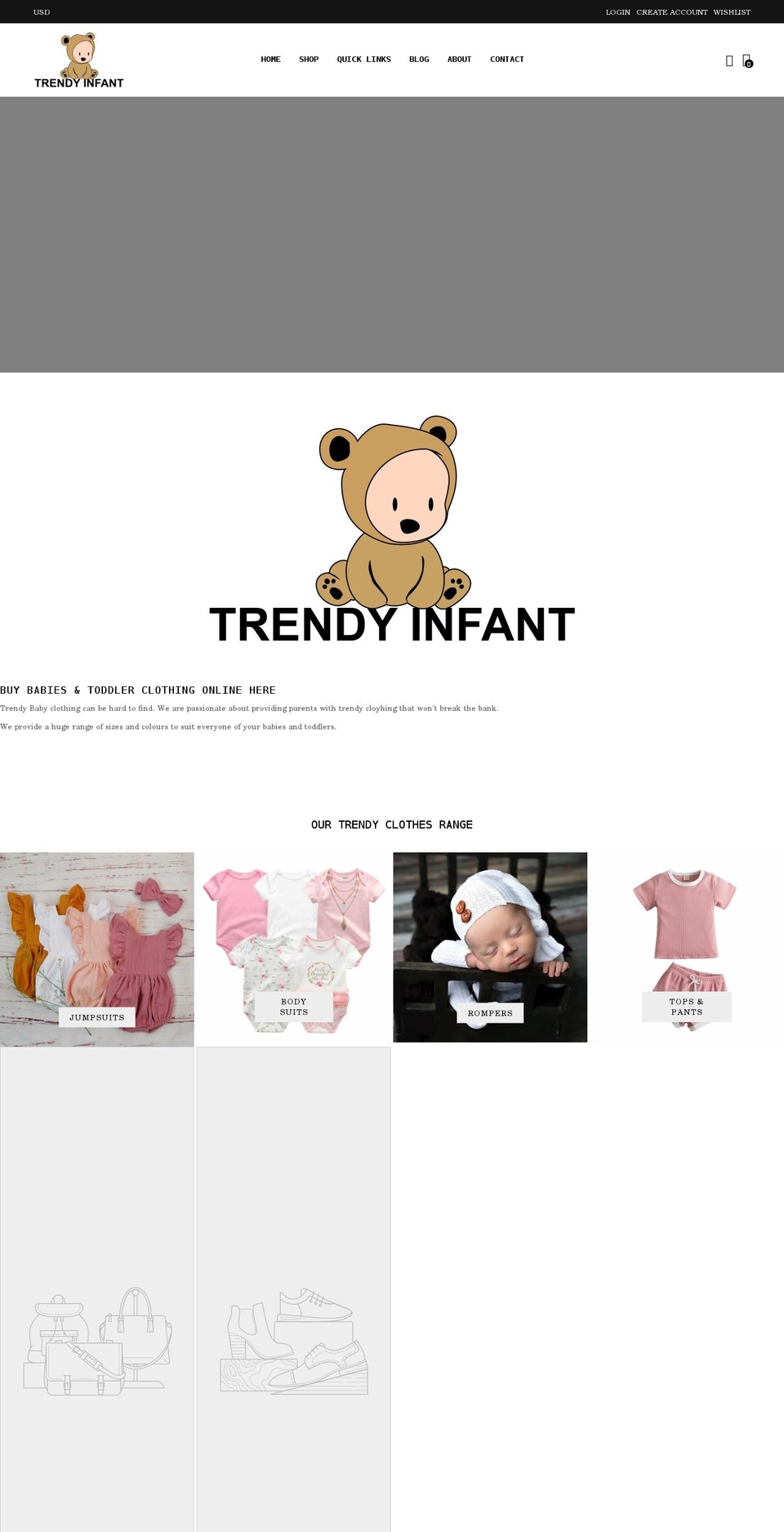 trendyinfant.com shopify website screenshot