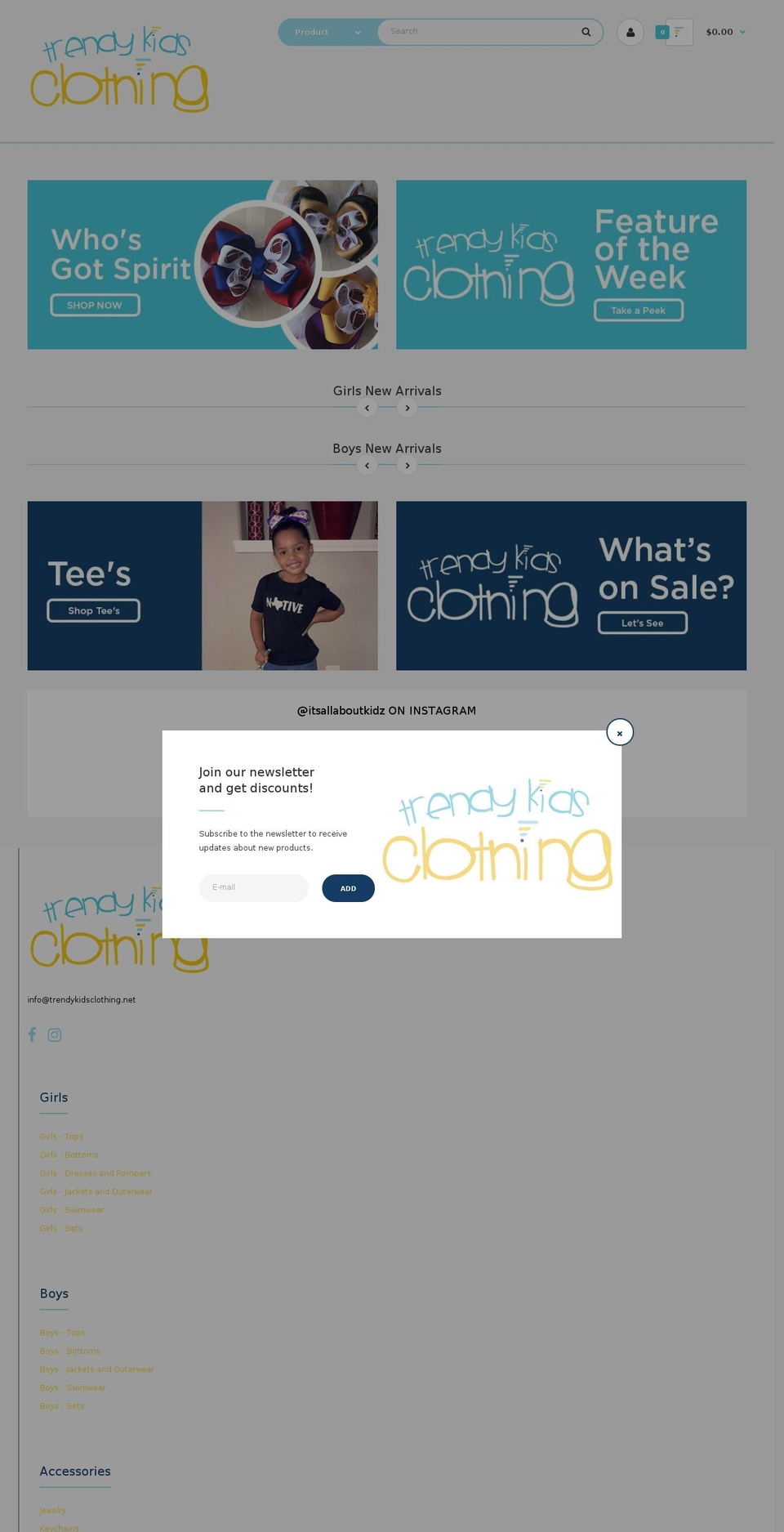 fastor2-0-default Shopify theme site example trendykidsclothing.net