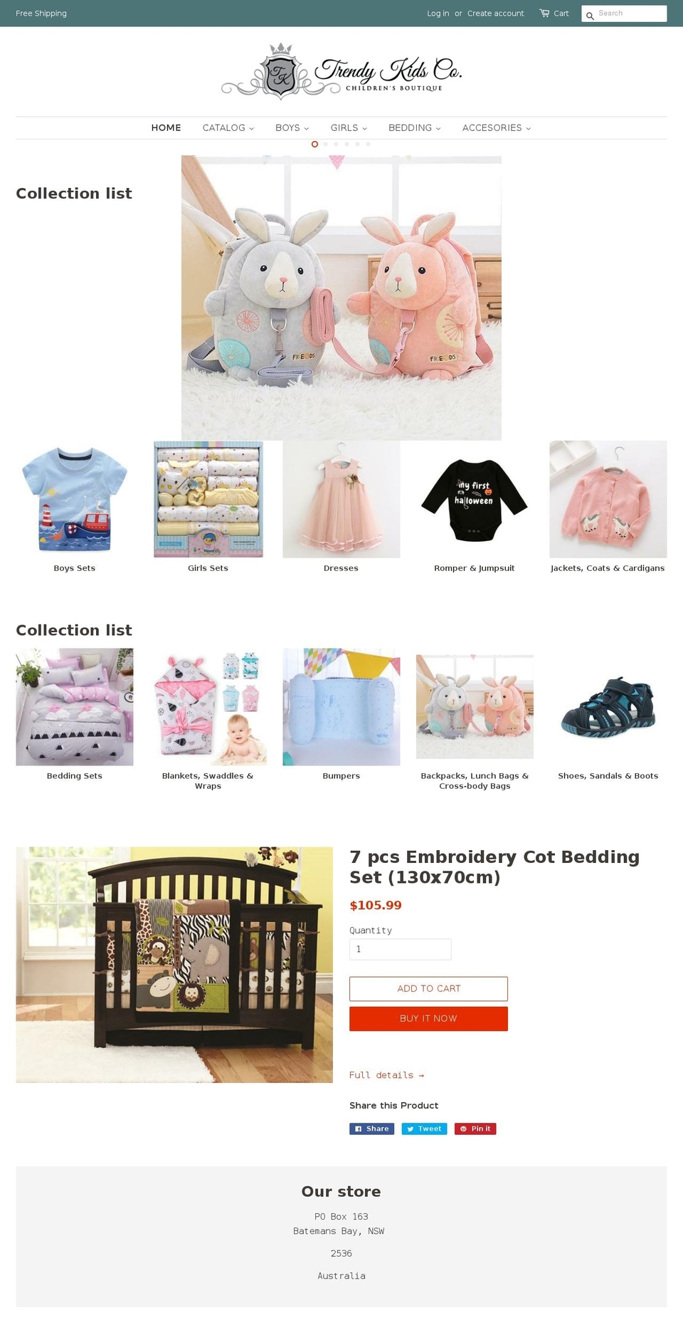 trendykidsco.com — Shopify storefront screenshot
