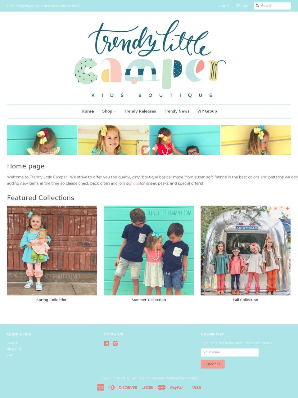 trendylittlecamper.com shopify website screenshot