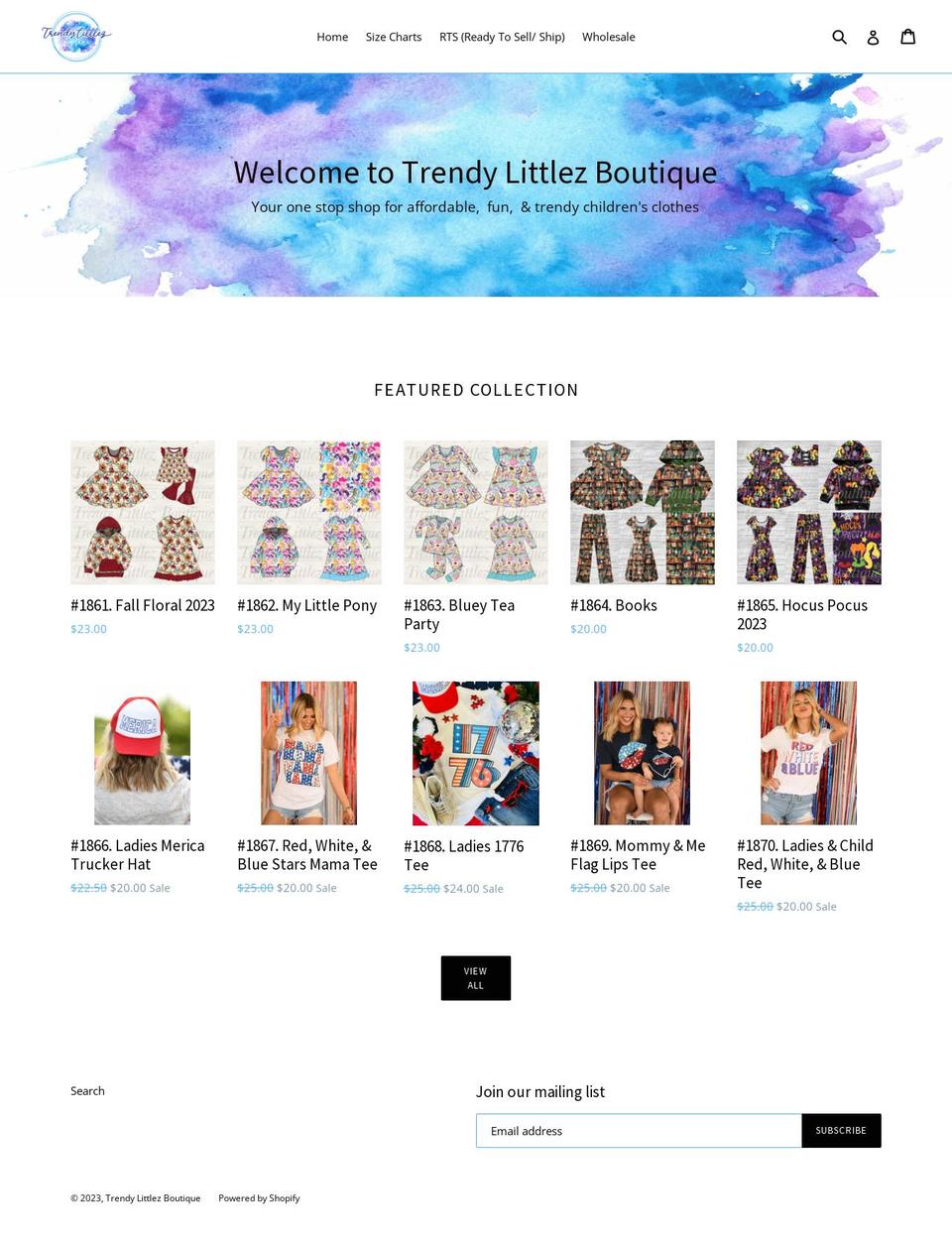 trendylittlez.com — Shopify storefront screenshot