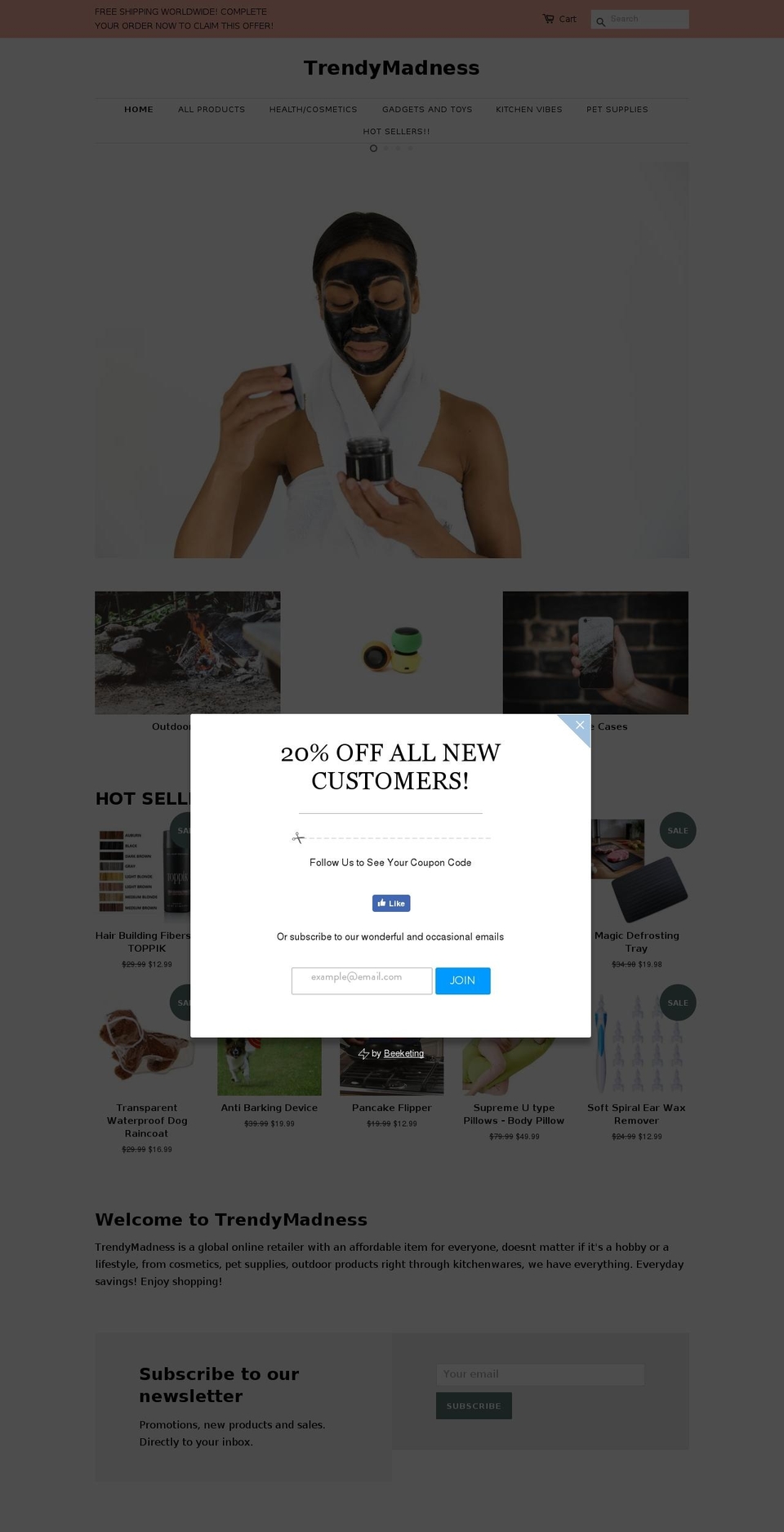 trendymadness.com — Shopify storefront screenshot