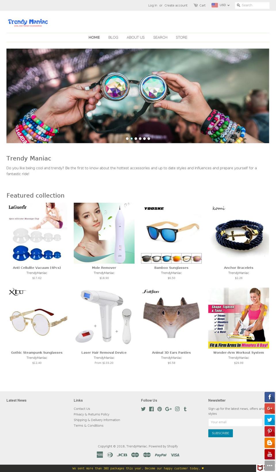 trendymaniac.com — Shopify storefront screenshot