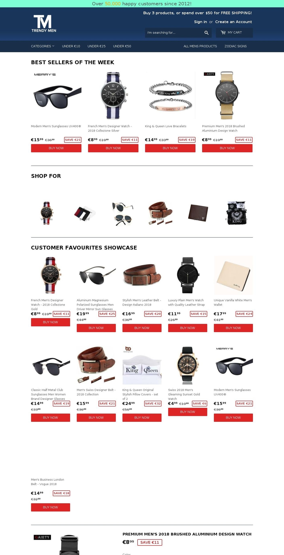 trendymen.co.uk shopify website screenshot