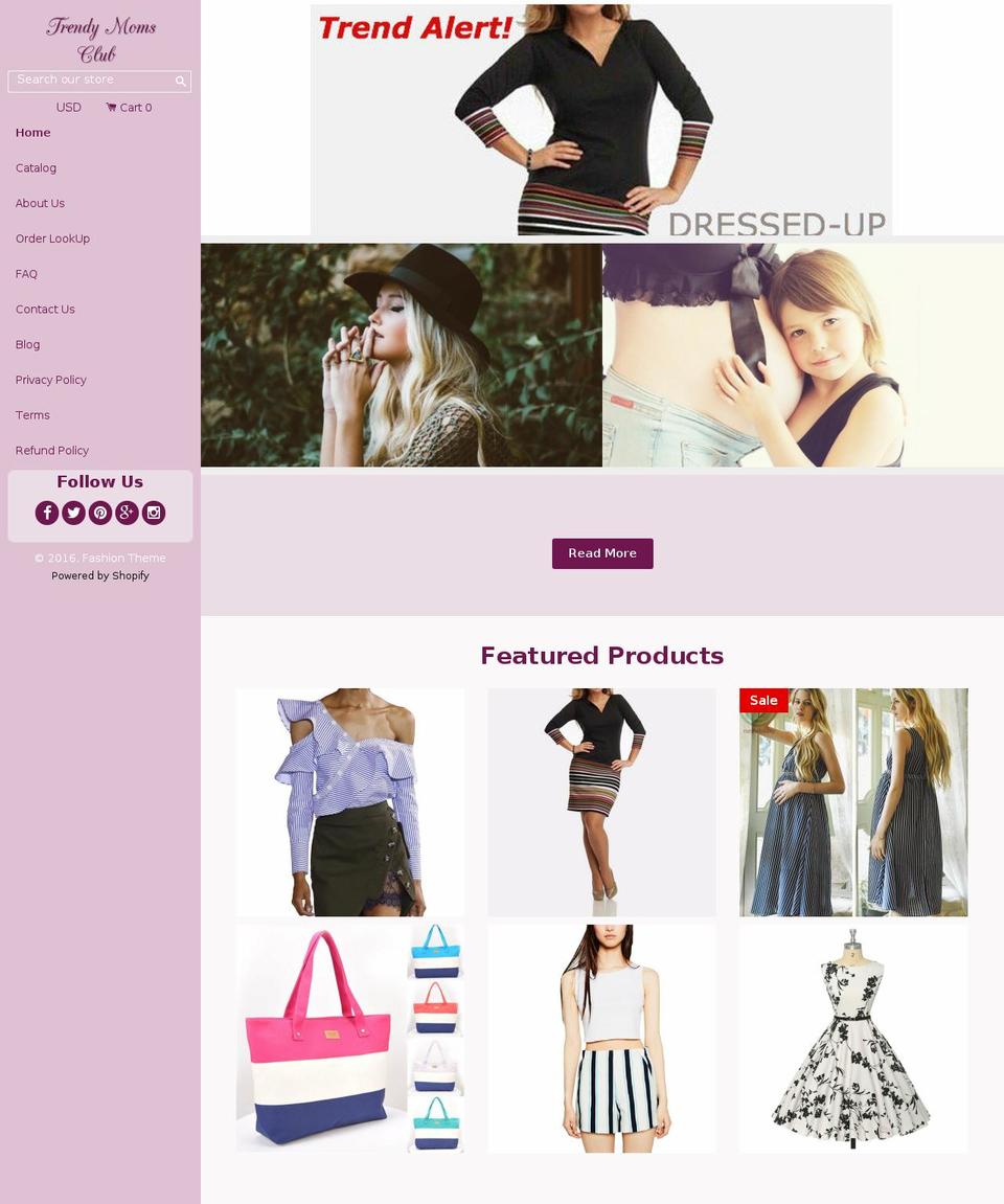 trendymomsclub.com shopify website screenshot