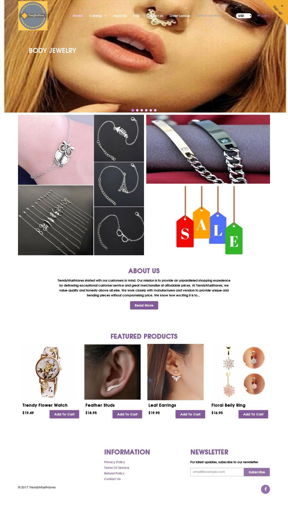 Gems Shopify theme site example trendymusthaves.com