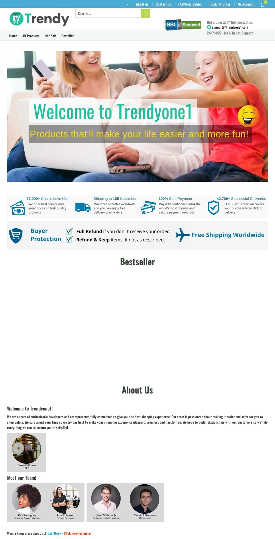 trendyone1.com shopify website screenshot