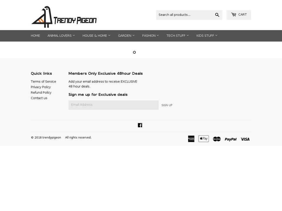 trendypigeon.com — Shopify storefront screenshot