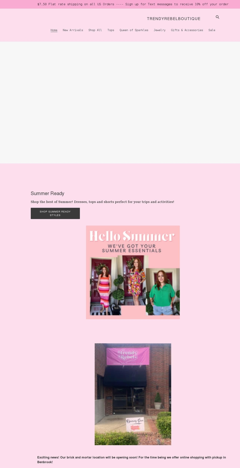 trendyrebelboutique.com shopify website screenshot