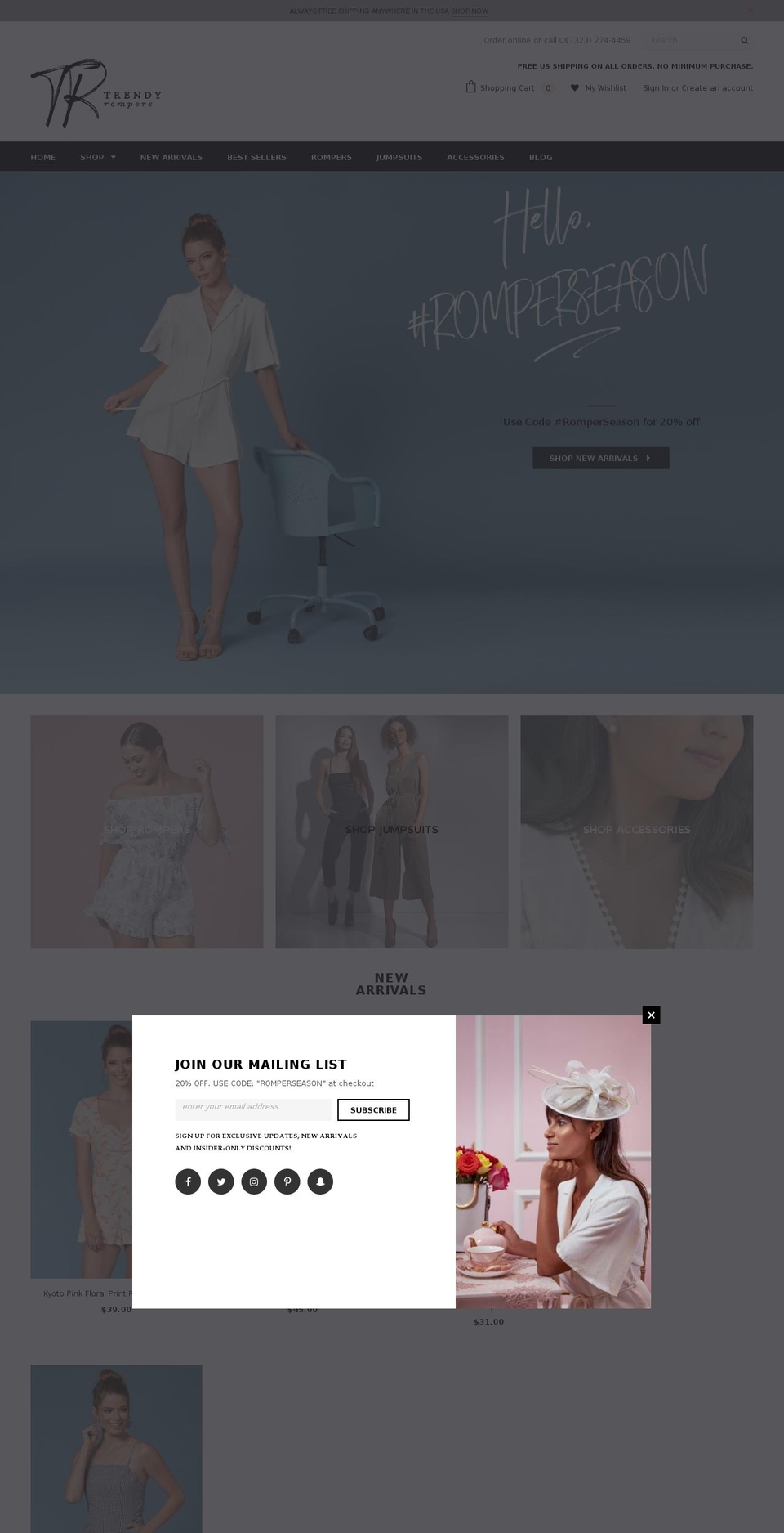 trendyrompers.com — Shopify storefront screenshot