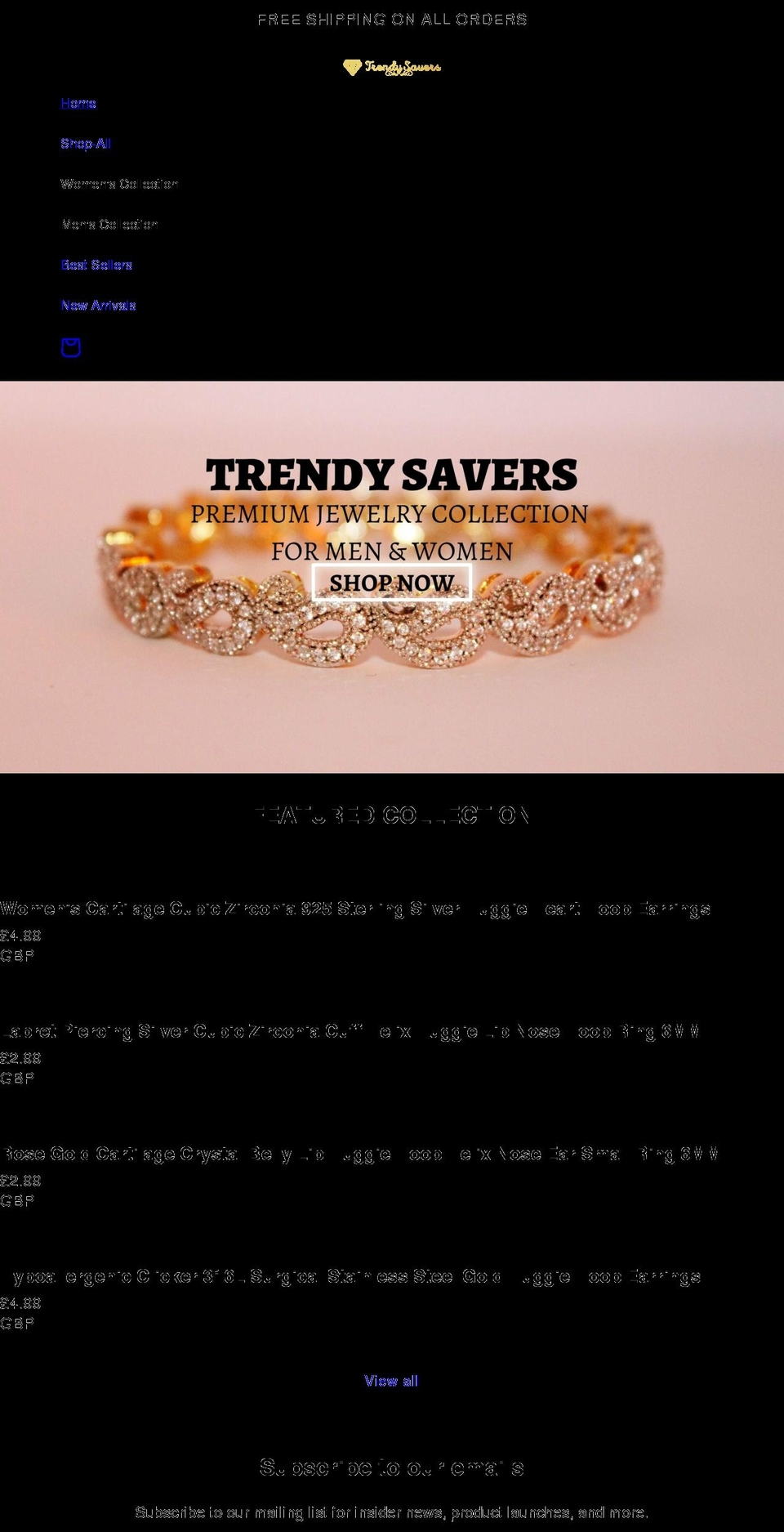 trendysavers.co.uk shopify website screenshot