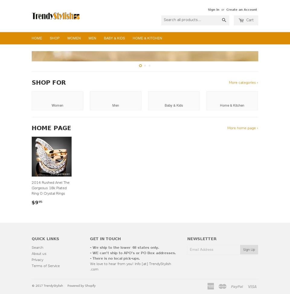 trendystylish.com shopify website screenshot