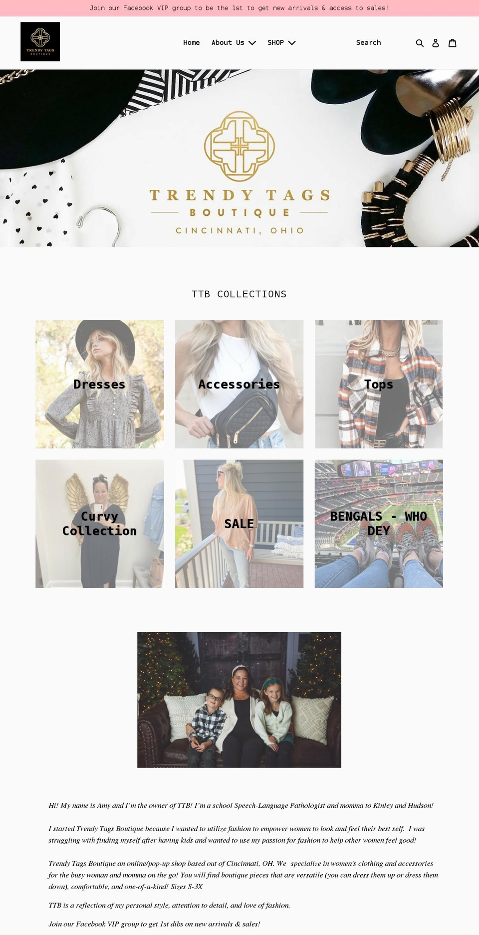 trendytagsboutique.com shopify website screenshot